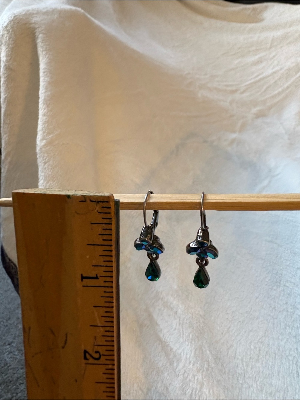 Sorrelli Green Iridescent Teardrop Dangle Earrings - Picture 3 of 4